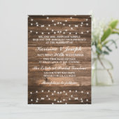 Trouwkaart hout en snoerlampjes kaart (Staand voorkant)