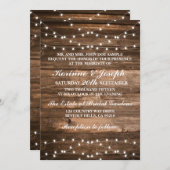 Trouwkaart hout en snoerlampjes kaart (Voorkant / Achterkant)