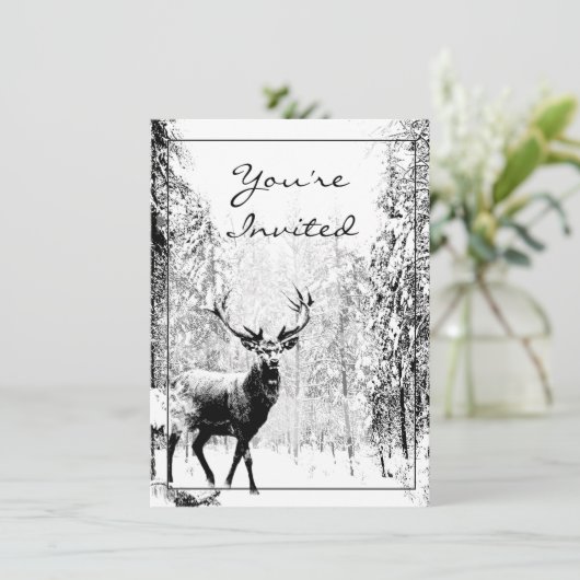 Trouwkaart Huwelijk Uitnodiging Herten Jacht (Staand voorkant)