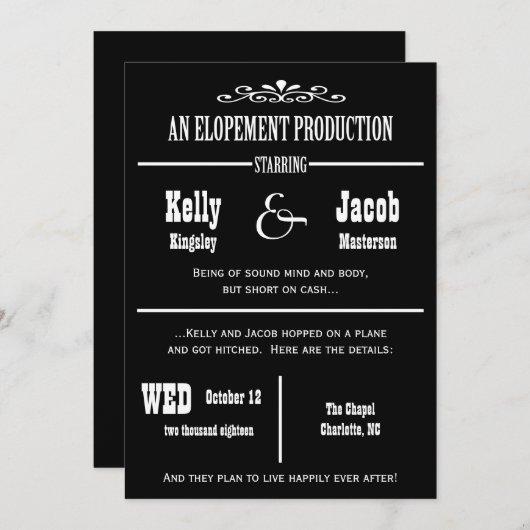 Trouwkaart Huwelijksaankondiging Vluchthuwelijk Ui Aankondiging (Voorkant / Achterkant)