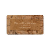 Trouwkaart Huwelijksreis Oude Wereldkaart Met Mono Etiket (Voorkant)