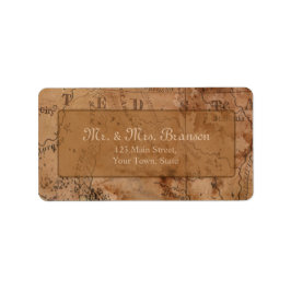 Trouwkaart Huwelijksreis Oude Wereldkaart Met Mono Etiket