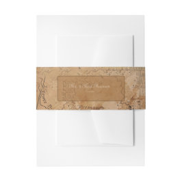 Trouwkaart Huwelijksreis Oude Wereldkaart Met Mono Uitnodigingen Wikkel