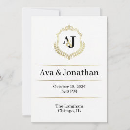 Trouwkaart Imperial Luxe - Monogram Elegantie Kaart