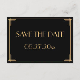 Trouwkaart in Art Deco-stijl 'Great Gatsby' om de Save The Date