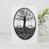 Trouwkaart in folk stijl met de hand getekend kaart (Staand voorkant)