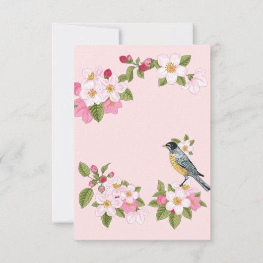 Trouwkaart in Japanse stijl met bloemen Aankondiging (Achterkant)