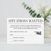 Trouwkaart in krantenstijl RSVP kaartje (Staand voorkant)