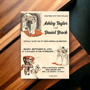 Trouwkaart in Retro Stijl 50s Stripboek Acryl Uitnodigingen
