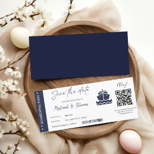 Trouwkaart instapkaart nautisch cruiseschip save the date