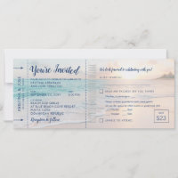 Trouwkaart Instapkaart Strand Zonsondergang + RSVP