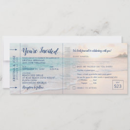 Trouwkaart Instapkaart Strand Zonsondergang + RSVP Kaart