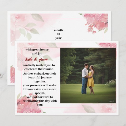 trouwkaart kaart (Voorkant / Achterkant)