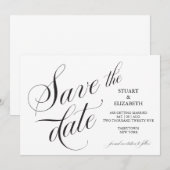 Trouwkaart kalligrafie save the date (Voorkant / Achterkant)