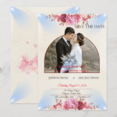 Trouwkaart Kerk Roze Blos Save The Date (Voorkant / Achterkant)