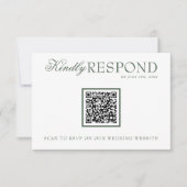 Trouwkaart Klasse Emerald Groen Boho QR Fancy Code RSVP Kaartje (Voorkant)