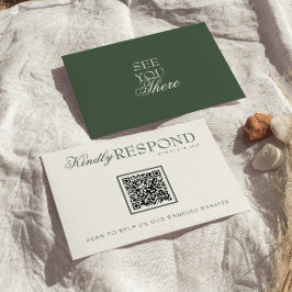 Trouwkaart Klasse Emerald Groen Boho QR Fancy Code RSVP Kaartje