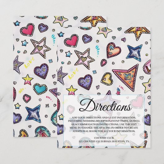 Trouwkaart met aanwijzingen voor de trouwerij & Cr Kaart (Voorkant / Achterkant)