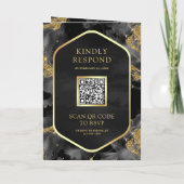 Trouwkaart met abstracte vloeibare inkt QR-code in (Achterkant)
