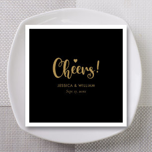 Trouwkaart met 'Adoring Black Gold Heart Script Ch Servet
