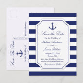 Trouwkaart met anker en marine streep aankondigingskaart (Voorkant / Achterkant)