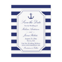 Trouwkaart met anker en marine streep