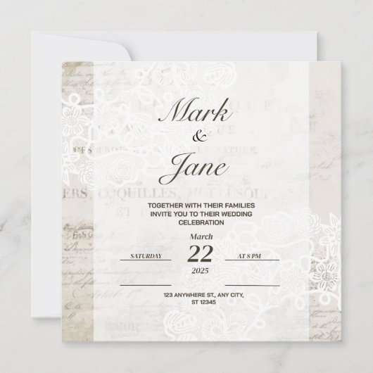 Trouwkaart met antieke vintage thema save the date (Voorkant)