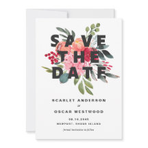 Trouwkaart met antieke watercolor botanische illus