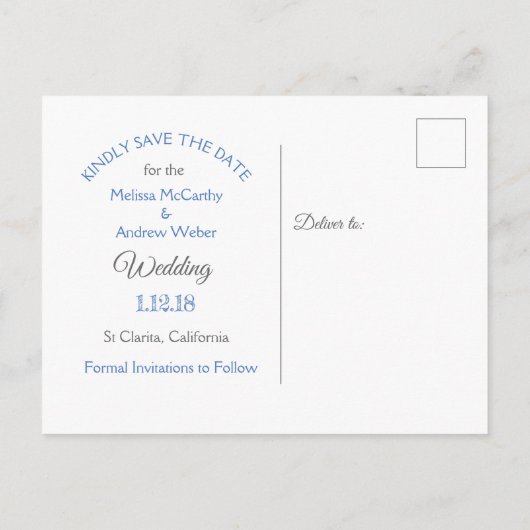 Trouwkaart met Aqua Blauwe Zanddollar Thema Aankondigingskaart (Achterkant)