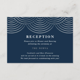Trouwkaart met Art Deco snoerlichten in marineblau Kaart