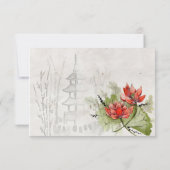 Trouwkaart met Aziatische Bloemen voor Bruidsfeest Save The Date (Achterkant)