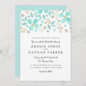 Trouwkaart met bladgoud en muntblad kaart (Voorkant / Achterkant)