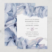 Trouwkaart met Blauwe Hortensia's