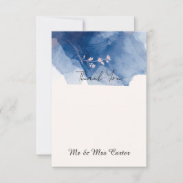 Trouwkaart met blauwe inktwas bedankje bedankkaart