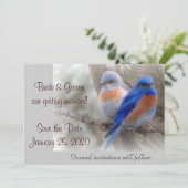 Trouwkaart met Blauwe Vogel Kaart (Staand voorkant)