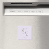 Trouwkaart met bleek lavendel monogram 'Save the D Magneet (Insitu (Vaatwasser))