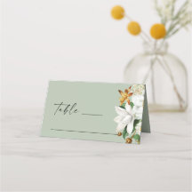 Trouwkaart met Bleek Mosgroene Botanische Bloemen 