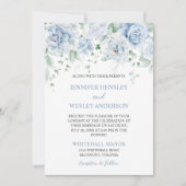 Trouwkaart met Bleke Blauwe Rozen Hydrangea Kaart (Voorkant)
