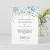 Trouwkaart met Bleke Blauwe Rozen Hydrangea Kaart (Staand voorkant)