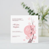 Trouwkaart met bloeiende bloemen en vlinders kaart (Staand voorkant)