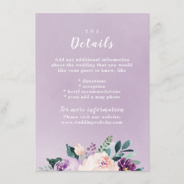 Trouwkaart met bloeiende botanische bloemen informatiekaartje