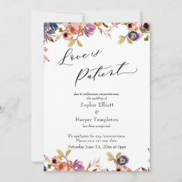 Trouwkaart met bloemen en uitgestelde datum: Love Kaart