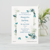 Trouwkaart met bloemen- en vlindermotief kaart (Staand voorkant)