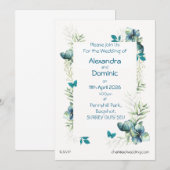 Trouwkaart met bloemen- en vlindermotief kaart (Voorkant / Achterkant)