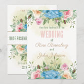 Trouwkaart met bloemen kaart (Voorkant / Achterkant)