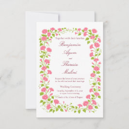 Trouwkaart met bloemen RSVP kaartje