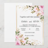 Trouwkaart met bloemen save the date (Voorkant / Achterkant)
