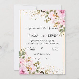 Trouwkaart met bloemen save the date