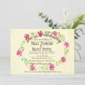 Trouwkaart met bloemendesign in vintage stijl kaart (Staand voorkant)