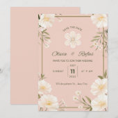 Trouwkaart met bloemenmotief kaart (Voorkant / Achterkant)